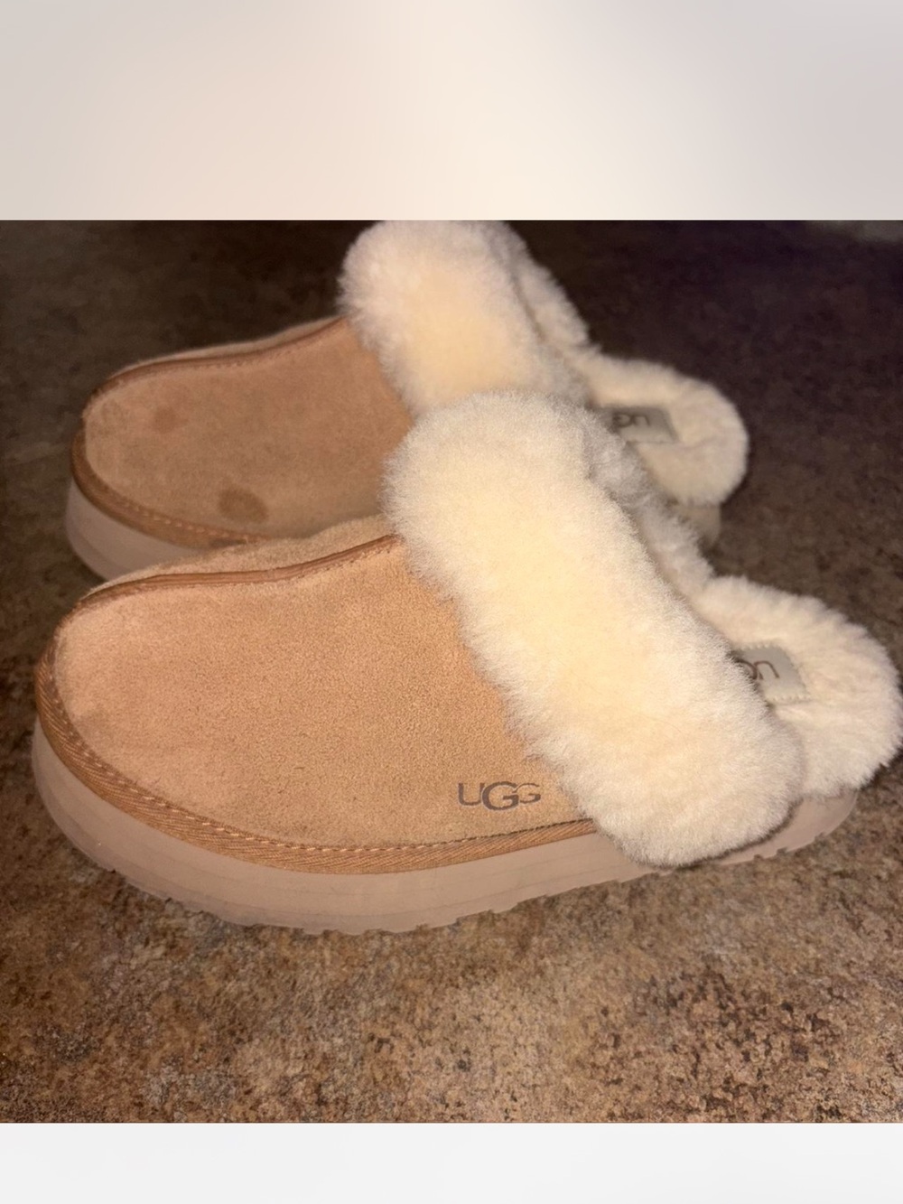 UGG Disquette Chestnut Shearling-Lined Slip-On Clog 7